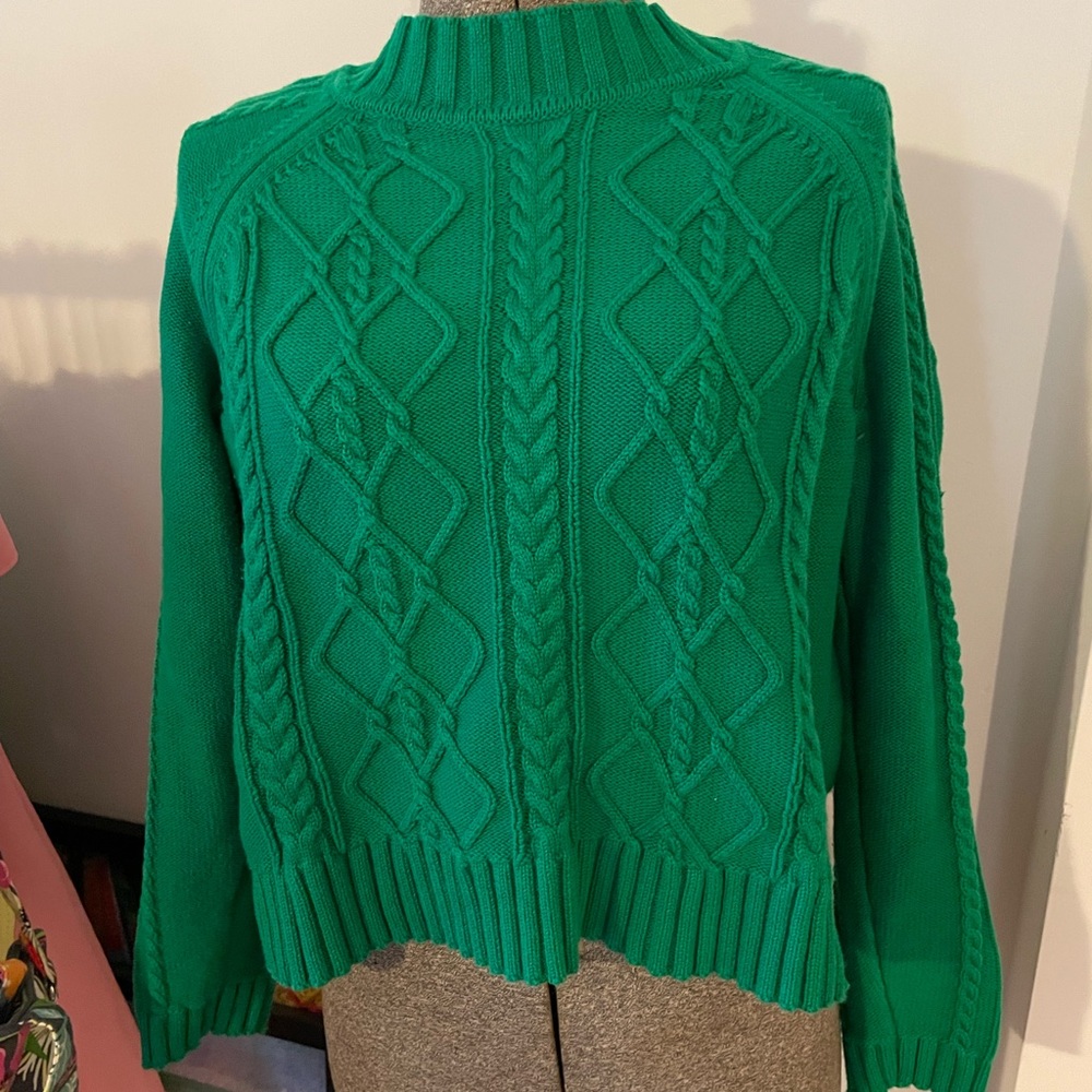 Cable Knit Crewneck Sweater
Color: kelly green
Size: M